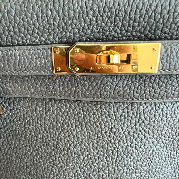 Authentic 28 cm Hermes KELLY Bag ETAIN Grey Togo Leather New in Box - Picture 2 of 10